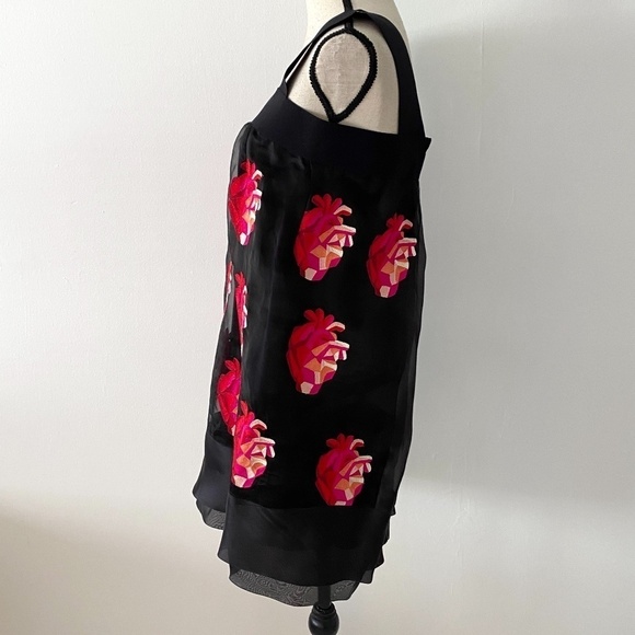Oscar Carvallo Heart Embroidered Silk Tule Dress 0 - Picture 4 of 7